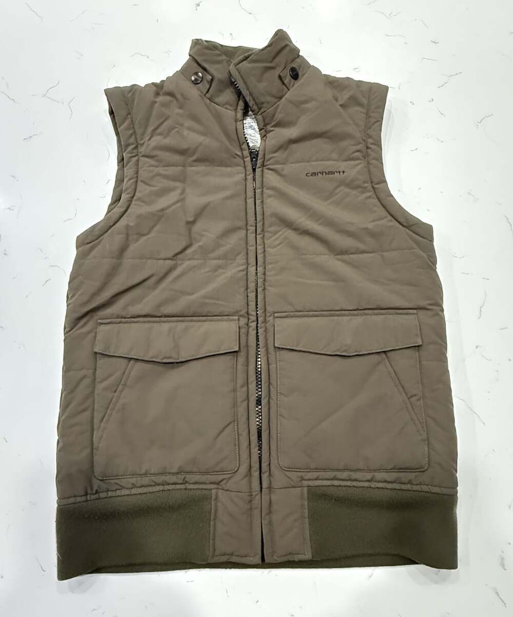 Carhartt Puffer Vest Size S Brown Full Zip Quilted Outerwear